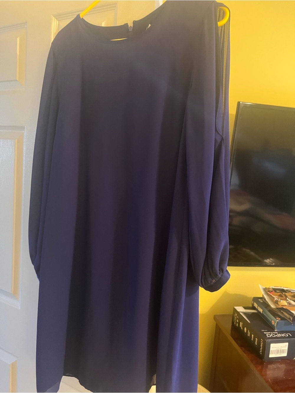Vince Camuto Navy Blue Long Sleeve Shift Dress